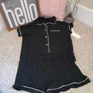 Stars Above Women's Soft Notch Collar Pajama Set - Black NWT!